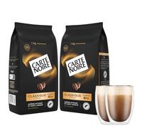 Carte Noire Lot de 2Kg de grains classique + 2 tasses Bodum pavina de 35cl
