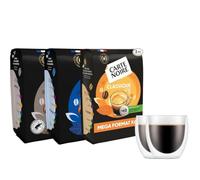 Carte Noire - Lot de 3 paquets de dosettes - Classique x60, Décaféiné x36 et Espresso x36 avec 2 tasses Bodum