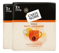CARTE NOIRE - Moulu Petit Déjeuner 1Kg - Arabica et Robusta - Intensité 7 - café long - Intense et Aromatique - 4x250g