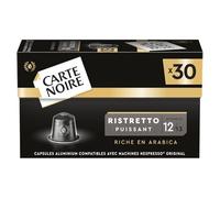 CARTE NORE - Capsules Ristretto Intense pour Nespresso, Arôme Puissant et Corsé (Boîte 30) - Le lot de 3