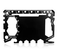 Carte Outil Multifonction 46 en 1, Gadget de Survie Format Carte de Crédit en Acier Inoxydable, Outils de Poche Portables avec Étui en Cuir, Idée Cadeau Homme pour Camping, Bricolage, Randonnée