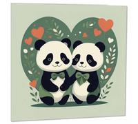 Carte panda mignon pour Saint-Valentin, anniversaire de mariage, pandas d'amour 145 x 145 mm