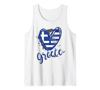 Carte patriotique de la Grèce en forme de cœur avec drapeau grec pour filles et enfants Débardeur