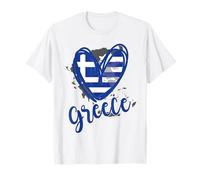 Carte patriotique de la Grèce en forme de cœur avec drapeau grec pour filles et enfants T-Shirt