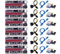 carte PCI-E PCI Express 1X à 16X, adaptateur d'extension avec câble USB 3.0 4 broches 6 broches, cordon d'alimentation pour mineur de GPU, 6 pièces