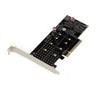 Carte PCIe 3.0 8x pour 2 SSD M.2 NVMe M Key (M2 NGFF). CHIPSET PERICOM PI6C20400ALE. Mode Bifurcation uniquement.