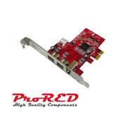 Carte PCIe Ports Firewire 400 + Firewire 800 - TEXAS INSTRUMENTS - Equerres High et Low Profile - Gamme Professionnelle ProRED