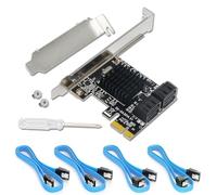 Carte PCIe SATA 4 Ports avec 4 câbles SATA, contrôleur SATA 3.0 avec Support Low Profile, Carte d'extension PCIe vers SATA (6 Gbps) Compatible avec 4 périphériques SATA 3.0 SSD/HDD