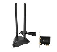 Carte PCIe WiFi 6E, 2,4 GHz 5,8 GHz 6 GHz Carte WiFi Triple Bande Adaptateur sans Fil PCIe 5400 Mbps avec Bluetooth 5.2, Carte Réseau Adaptateur PCIe Express 6 DBi pour PC Gaming Streaming