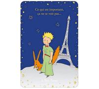 Carte Petit Prince debout avec son renard avec aussi la Tour Eiffel de Paris - dimension 10 * 15cm
