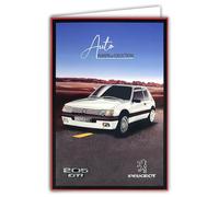 Carte Peugeot 205 GTI AUTO PASSION COLLECTIONS Licence Officielle Voiture Argentée Brillante - Carte Ouverte Blanche 23x17cm - Avec Enveloppe Blanche 12x17,5cm -Anniversaire Départ Retraite