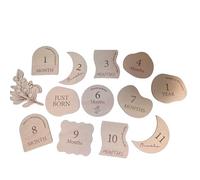 Carte photo de première année pour nouveau-né - Carte record de croissance de bébé - Accessoire photo de douche - 13 pièces - En bois - Pour bébé