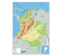 Carte physique Colombie - Papier laminé [GA] A2 Size 42 x 59.4 cm