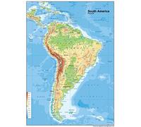 Carte physique d'Amérique du Sud - Papier plastifié - Format A1 - 59,4 x 84,1 cm