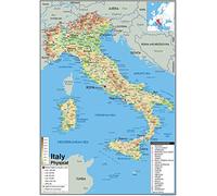 Carte physique de l'Italie - Papier plastifié - Format A1 59,4 x 84,1 cm