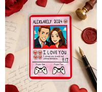 Carte Poke Personnalisé Couple avec Photo, Cartes Portrait Pokes Personnalisable, Cadeau Unique pour Anniversaire de Mariage, la Saint-Valentin, Anniversaire (Style 4)