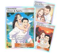 Carte Poke personnalisée avec photo personnalisable pour entraîneur ou personnage - Carte Poke Portriat personnalisable avec texte de statistiques pour anniversaire de mariage
