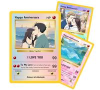 Carte Poke personnalisée avec photo personnalisable pour entraîneur ou personnage - Carte Poke Portriat personnalisable avec texte de statistiques pour anniversaire de mariage