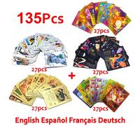 Carte Pokemon anglaise espagnole français allemande or coloré Vmax GX EX V cartes Pikachu Charizard Collection Rare cadeaux de combat jouets 55pcs-Sliver-Spanish