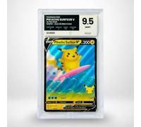 Carte Pokémon Gradée Pikachu Surfeur V 008/025 - Célébrations - Note 9.5 Mint - Version Française - sous Boîtier Pure Grading