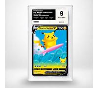 Carte Pokémon Gradée Pikachu Surfeur V 008/025 - Célébrations - Note 9 Near Mint - Version Française - sous Boîtier Pure Grading