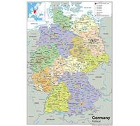 Carte politique de l'Allemagne - Format A2 - 59,4 x 42 cm - Papier laminé