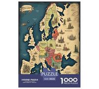Carte Politique de l'europe Adultes Puzzles Géographie 1000 Pièces Jeu De Défi Familial Jeux Éducatifs Décoration Intérieure Cadeaux d'anniversaire pour Noël Tueur Ennuyeux 38x26cm/1000pcs