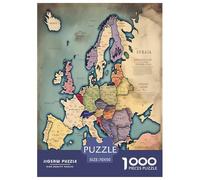 Carte Politique de l'europe Géographie 1000 Pièces Adultes Puzzle Jeu De Défi Familial Jeux Éducatifs Décoration Cadeaux d'anniversaire pour Noël Relaxation Et Sagesse 70x50cm/1000pcs