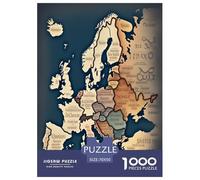 Carte Politique de l'europe Géographie 1000 Pièces Puzzles Adultes Jeux Éducatifs Jeu De Défi Familial Cadeaux d'anniversaire pour Noël Décoration Intérieure Relaxation Et Sagesse 70x50cm/1000pcs