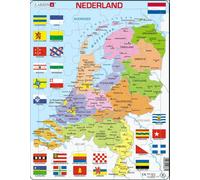 Carte Politique Des Pays-Bas - Cadre/Puzzle En Bois 29x37cm