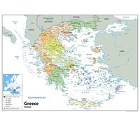 Carte politique Grèce - Plastifiée A1 Size 59.4 x 84.1 cm