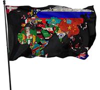 Carte politique saisonnière du monde (2) Drapeau de jardin, drapeau de cour 0,9 x 1,5 m Décorations pour la maison en plein air