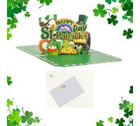 Carte Pop St Patricks - Papeterie imprimée de dessins animés, salutations d'Irlande en 3D | Hommes Familles Collègues frères et sœurs Trèfles traditionnels Lutin Chance Festival Événement Activité de