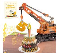 Carte pop-up 3D anniversaire 5 ans avec lumière & musique - Camion-grue | Joue Joyeux Anniversaire | Pour garçon, neveu, petit-fils, fils | Avec enveloppe & carte message