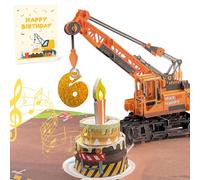 Carte pop-up 3D anniversaire 6 ans avec lumière & musique - Camion-grue | Joue Joyeux Anniversaire | Pour garçon, neveu, petit-fils, fils | Avec enveloppe & carte message