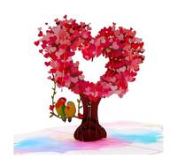 Carte pop-up 3D, arbre en forme de cœur avec oiseaux, romantique, pour anniversaire de mariage, anniversaire, amour, faite à la main