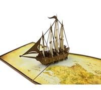Carte pop-up 3D avec bateau, 30 x 15 cm, hauteur 13 cm, avec enveloppe blanche