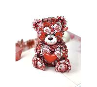 Carte pop-up 3D avec ours en peluche de roses et cœur, 30 x 20 x 12 cm, carte de vœux romantique