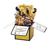 Carte Pop-Up 3D Joyeux Anniversaire, Boîte d'Anniversaire Pop-Up Colorée avec Enveloppe & Carte de Vœux Boîte de Cadeaux d'Anniversaire Carte d'Anniversaire Pop-Up Cool pour Homme Femme (70e)