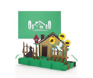 Carte pop-up 3D maison et jardin par exemple comme carte de vœux aux voisins