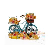 Carte pop-up 3D, motif vélo vintage avec panier de fleurs, carte de vœux faite à la main
