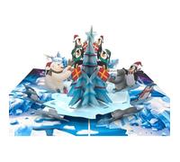 Carte Pop-Up 3D Noël Pingouins & Arbre - 15×20 cm - Enveloppe incluse - Fait main