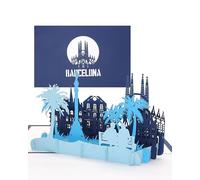Carte pop-up 3D Panorama de Barcelone - Sagrada Família et bon de voyage | Panorama de Barcelone avec Sagrada Família comme souvenir, invitation, cadeau ou bon de voyage pour l'Espagne.