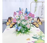 Carte pop-up 3D papillon et marguerite avec enveloppe et étiquette de note pour femme