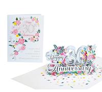 Carte pop-up 3D pour 30e anniversaire de mariage, Saint-Valentin, fête des mères, anniversaire, remerciements (taille 15 x 20 cm, carte joyeux 30e anniversaire)