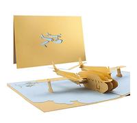Carte pop up avion en 3D Parfait pour offrir à toutes les occasions pour les amateurs d'avion: carte pour fêter un anniversaire, comme carte cadeau voyage, fêtes des pères