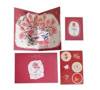 Carte Pop-Up Bouquet de Roses, Douce Carte 3D Lettre Amour pour Femme & Amie, Carte d'Amour avec Rose pour Anniversaire, Anniversaire de Mariage, Saint Valentin, Anniversaire