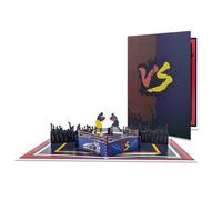 Carte pop-up complexe de scène de boxe pour la fête des pères faite à la main avec enveloppe, cadeau unique pour les amateurs de sport