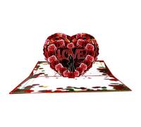 Carte pop-up de Saint-Valentin - 75 g - Cœur romantique - Cadeau de vœux - Carte postale créative en papier - Détails artistiques superposés - Souvenir décoratif pour anniversaire, fête de mariage