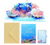 Carte pop-up faite à la main - Thème monde sous-marin - Décoration créative pour anniversaire de mariage, Noël, fête, invitation - Scène dimensionnelle